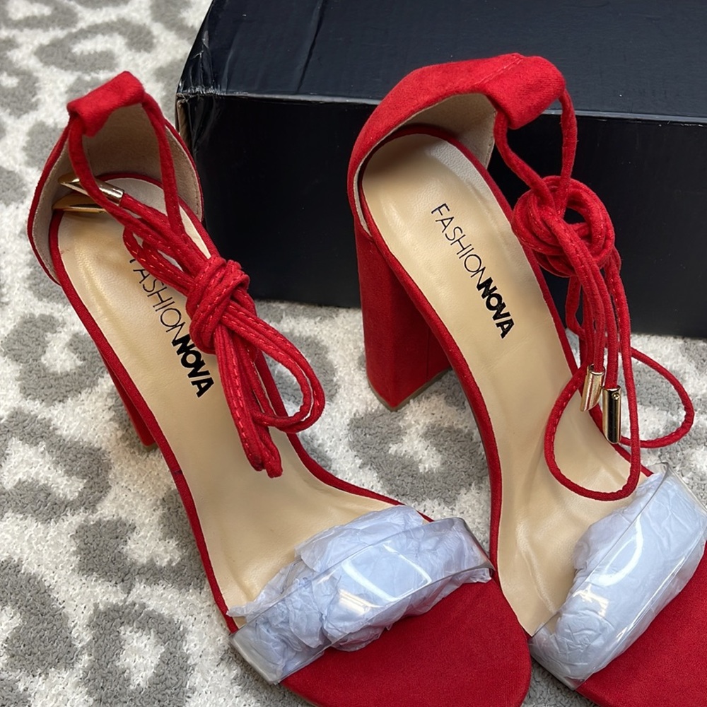 🤩H-P🤩Fashion Nova Lose It All Heel - Red🛍️ - Picture 10 of 11